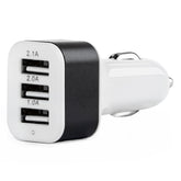Hvid USB-biloplader med 3 USB-udgange