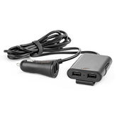 USB-billaddare med uttag fram och bak samt fyra USB-utgångar