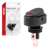 Elliptisk svart brytare med röd belysning för 12/24 V