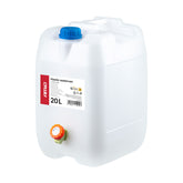 Hvid vanddunk på 20 liter i HDPE-plast med tap