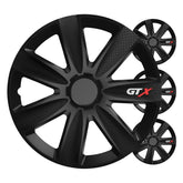 Set med fyra GTX-navkapslar i 14 tum, svart carbon