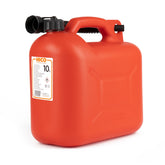 Röd plastdunk för bränsle på 10 liter