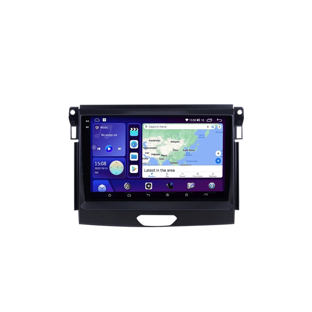 Ford Ranger 15-20 – 9" Radio m. Apple CarPlay og Android Auto med touchscreen interface.