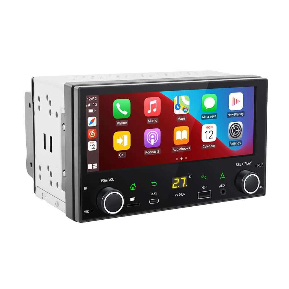 2DIN Touch skärmradio 6,86" – trådlös Apple CarPlay & Android Auto (Universal) 