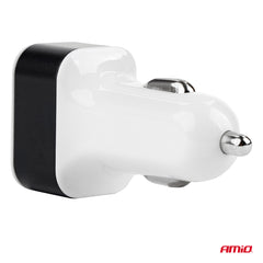 Vit billaddare med 3 USB-portar