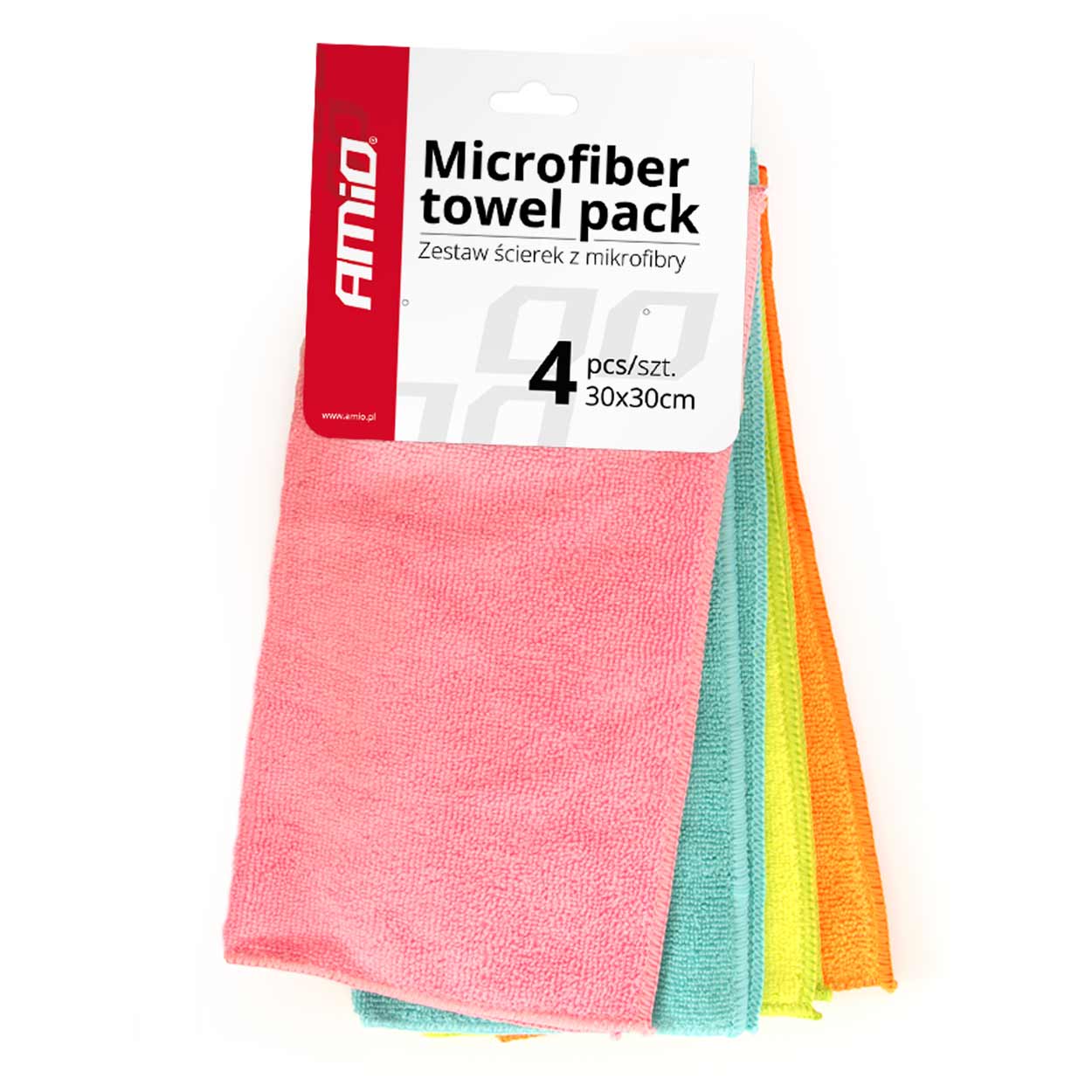 Paket med fyra mikrofiberdukar i 30 x 30 cm för bilvård