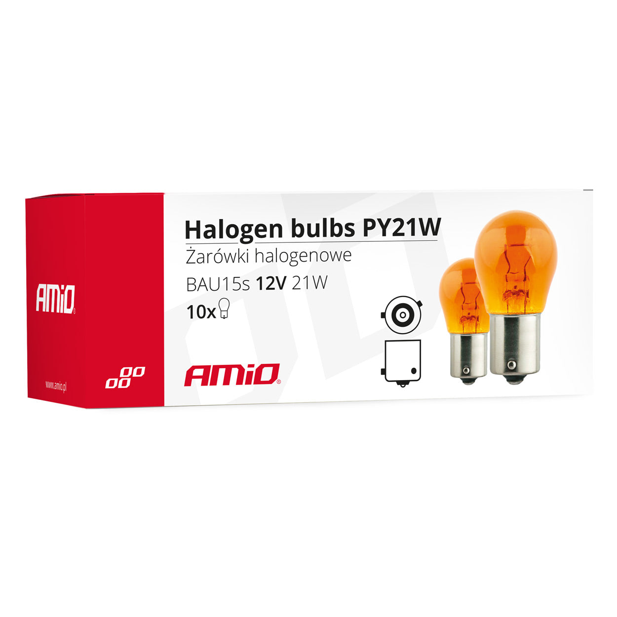 PY21W-halogenlampa med BAU15s-sockel i bärnstensfärgat utförande