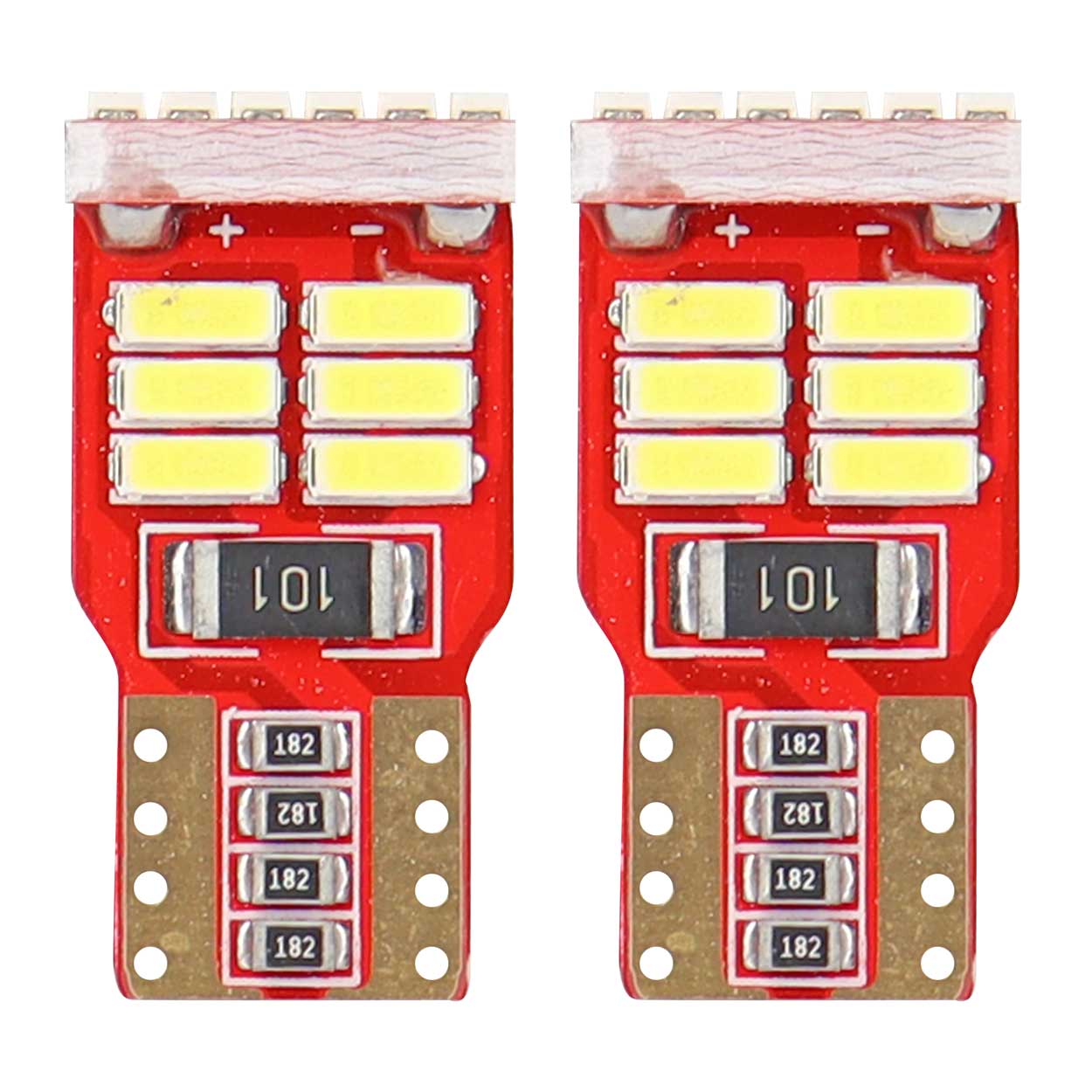 Vita LED-lampor W5W T10 med 18 st 4014-dioder