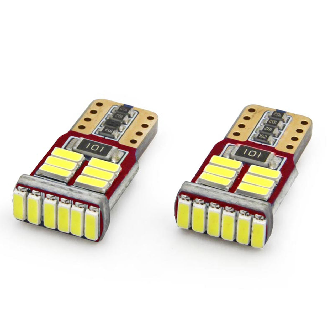 LED-lampor W5W T10 med mått på 23 x 12 mm