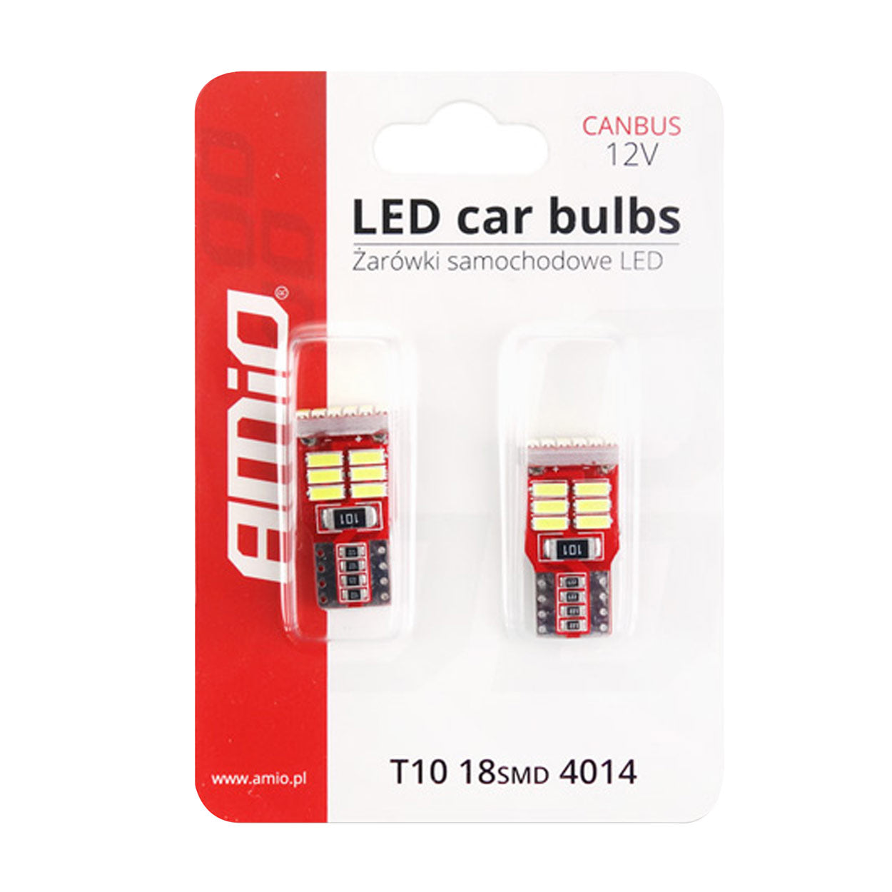 Förpackning med två W5W T10 LED-lampor