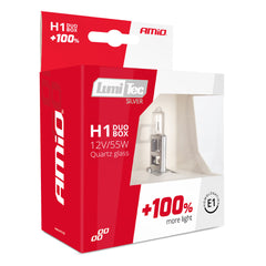 H1 halogenlampor 12V 55W LumiTec Silver