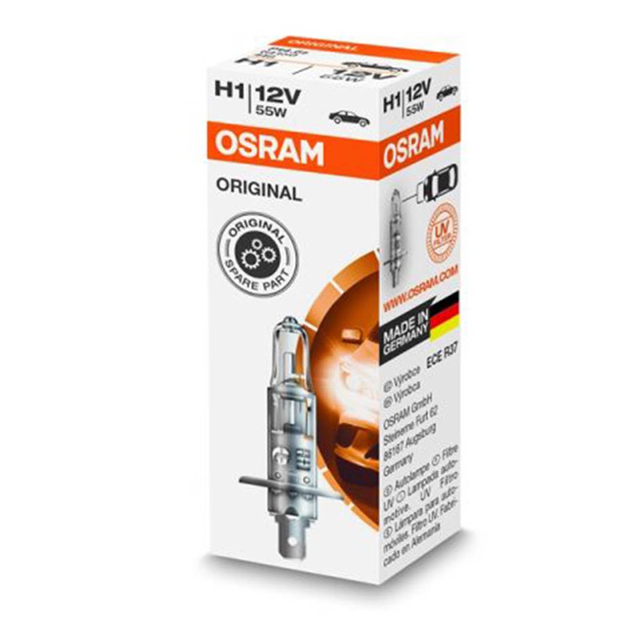 Osram H1 halogenlampa 12 V 55 W med P14,5s-sockel