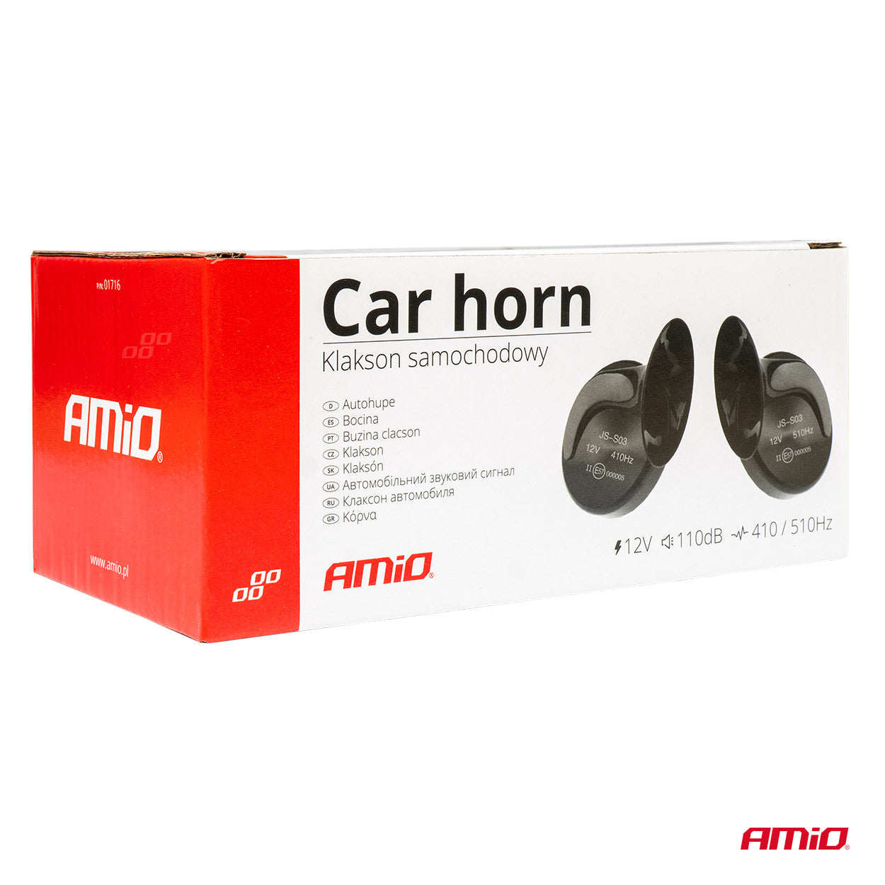 12V horn med monteringsdetaljer