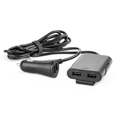 USB-biloplader med front- og bagudtag og fire USB-udgange