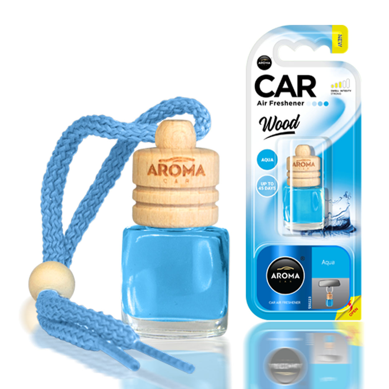 Aroma Wood Aqua bildoft med träpropp och glasflaska