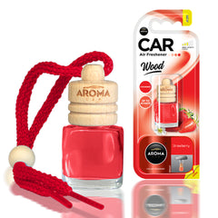 Aroma Wood Strawberry billuftfräschare med glasflaska och träkork
