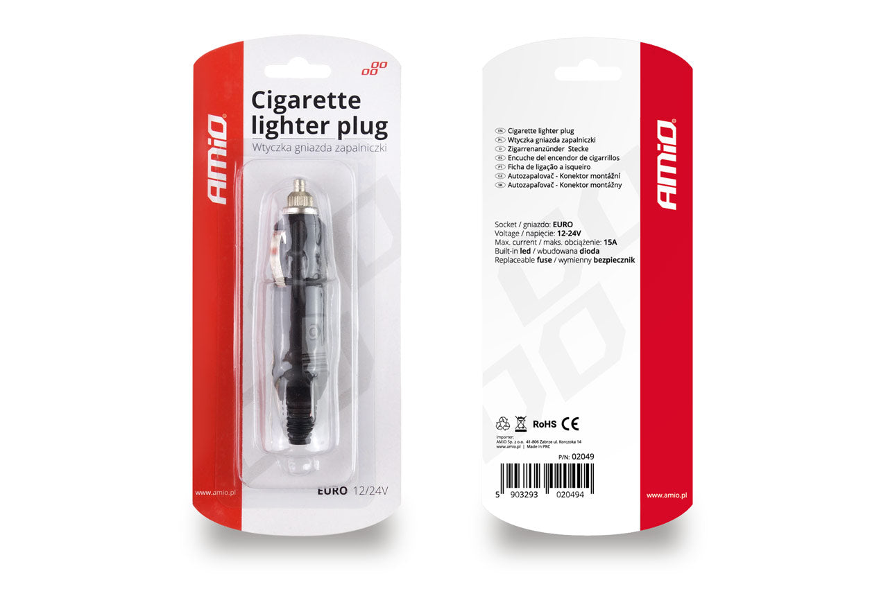 Detalj av EURO cigarettuttag med LED och säkring