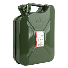Grön bränsledunk i metall på 10 liter