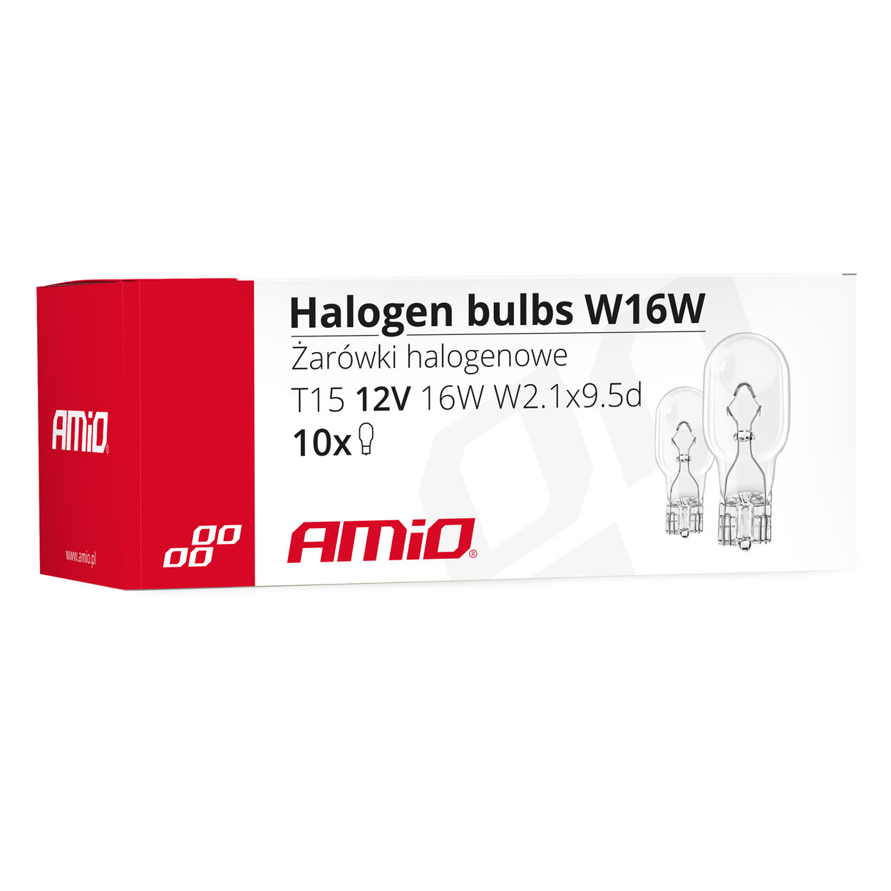 Förpackning med 10 halogenlampor W16W T15