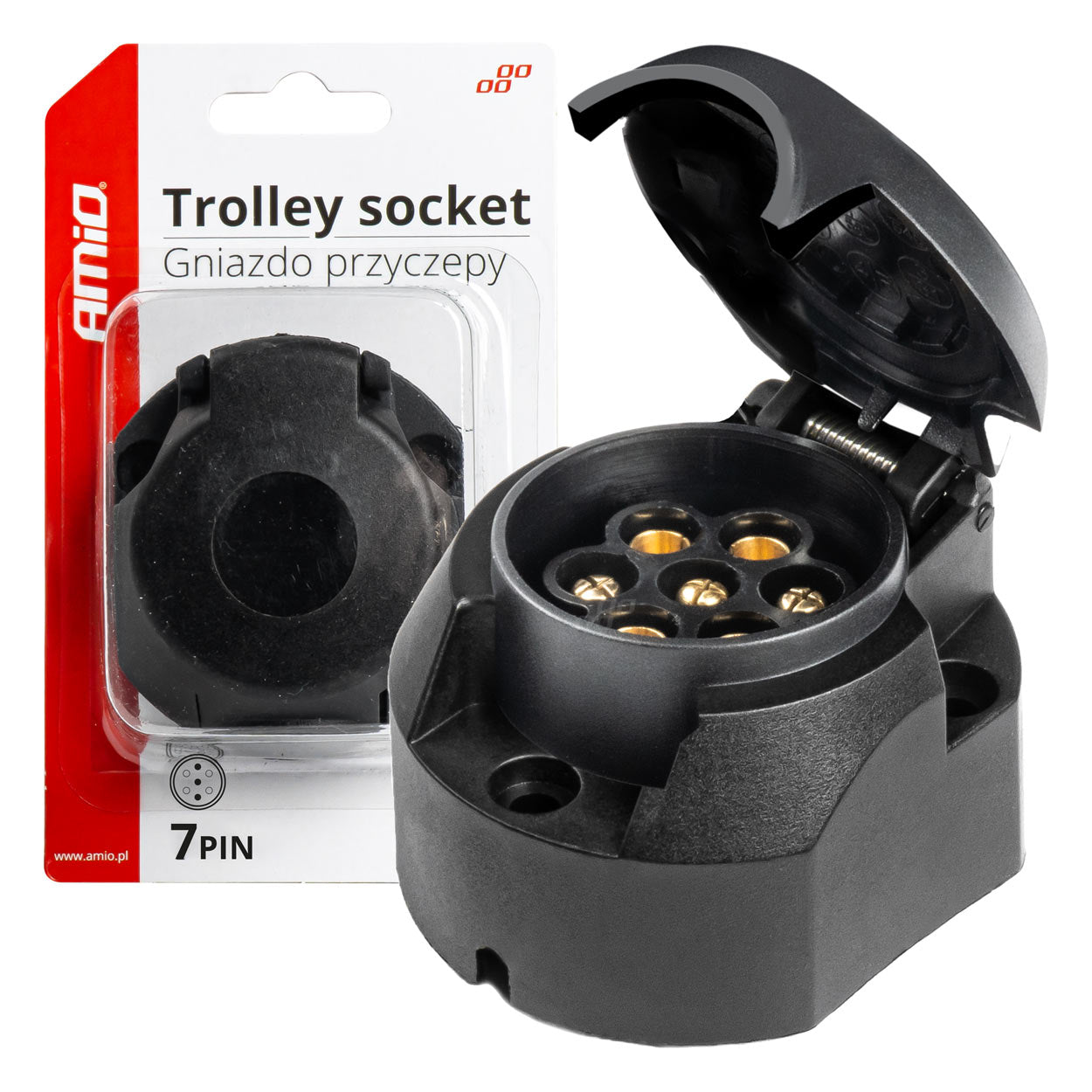Sort 7-polet trailerstikdåse