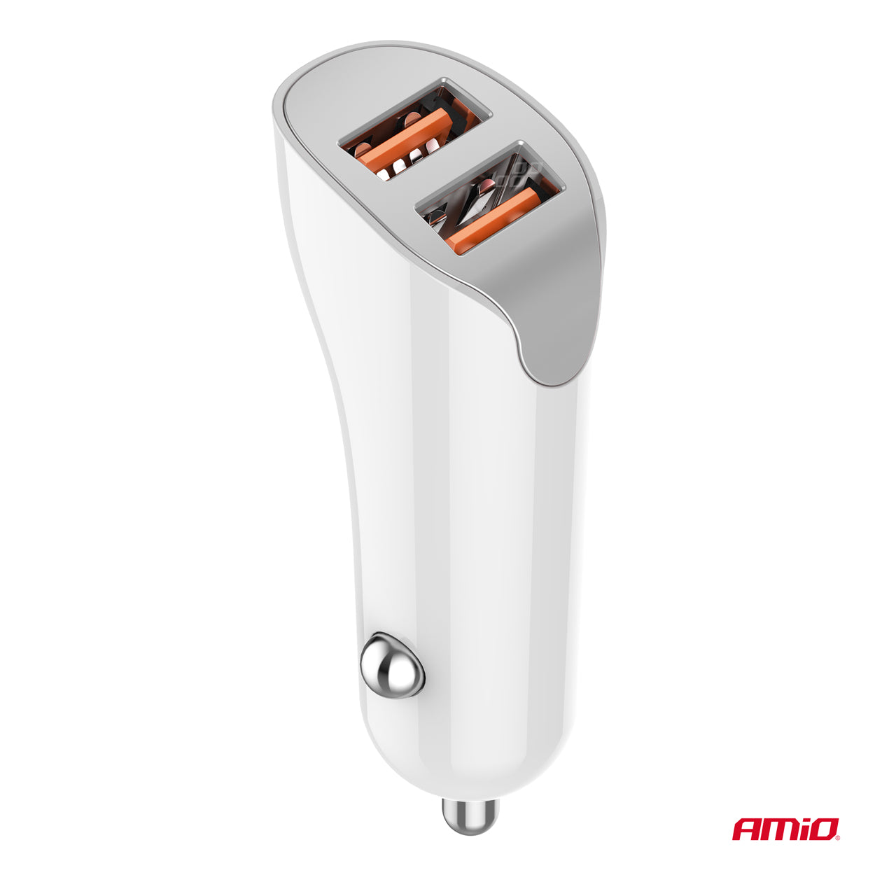 Kompakt hvid USB-billader til bil