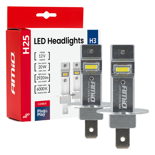 H3 LED-strålkastarlampa med CANBUS 12V 20W