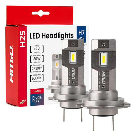 LED-strålkastarlampor H7 och H18 med CANBUS i H25-serien