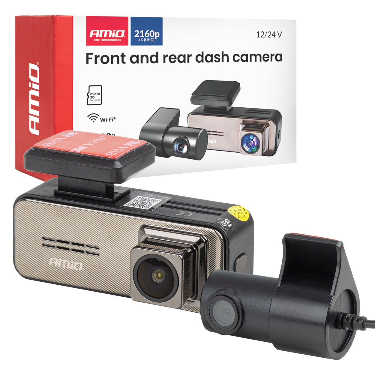 Dashcam for og bag 4K + 2K med WiFi og 3,2 tommer skærm