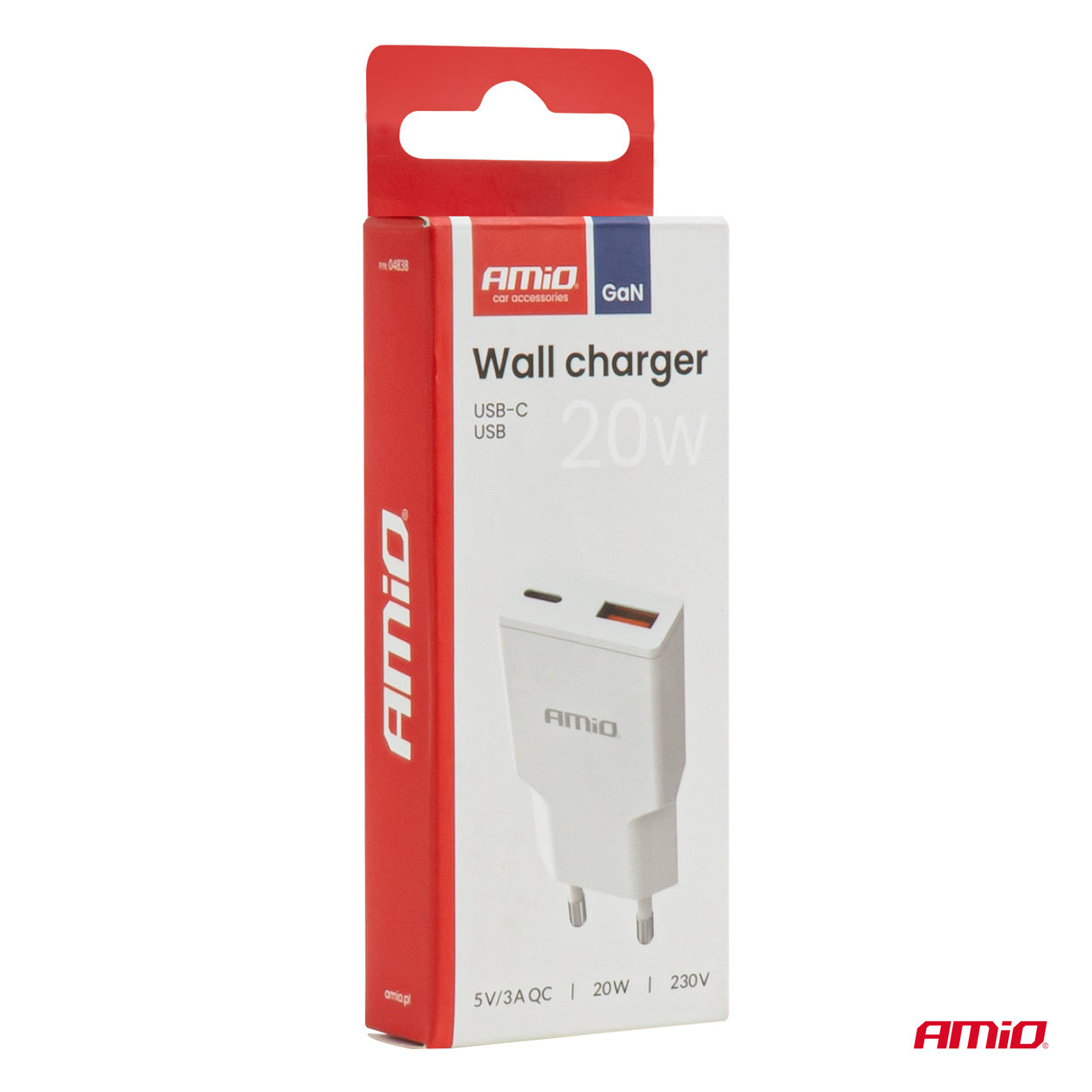 Vægoplader med USB-C og USB-A til mobile enheder