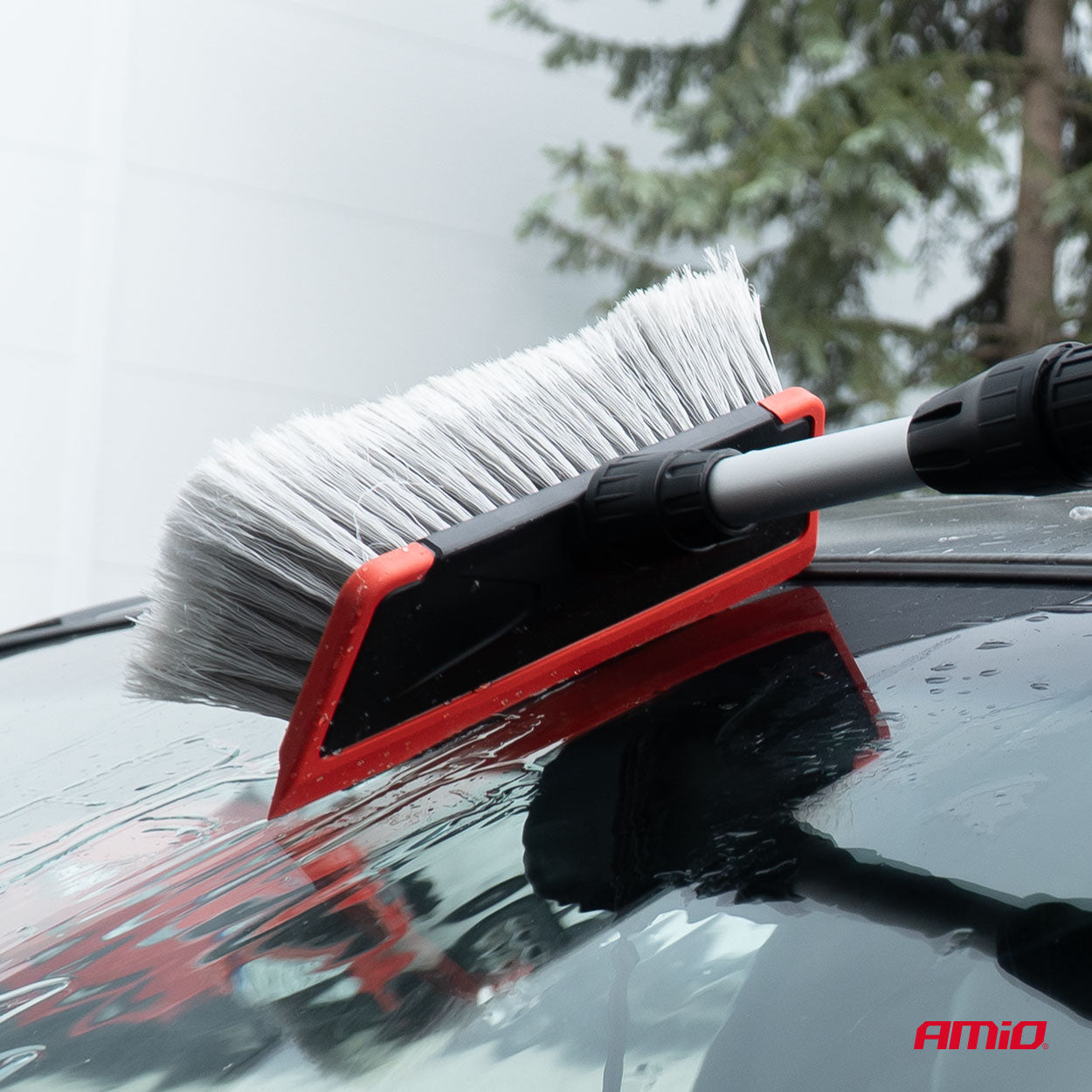 Teleskopborste med blå stomme och mjuka borst