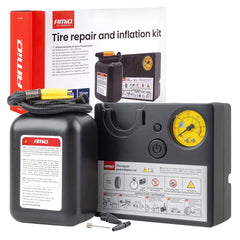 Däckreparationssats med 12V-kompressor