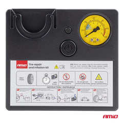 12V-kompressor med tryckmätare för bildäck