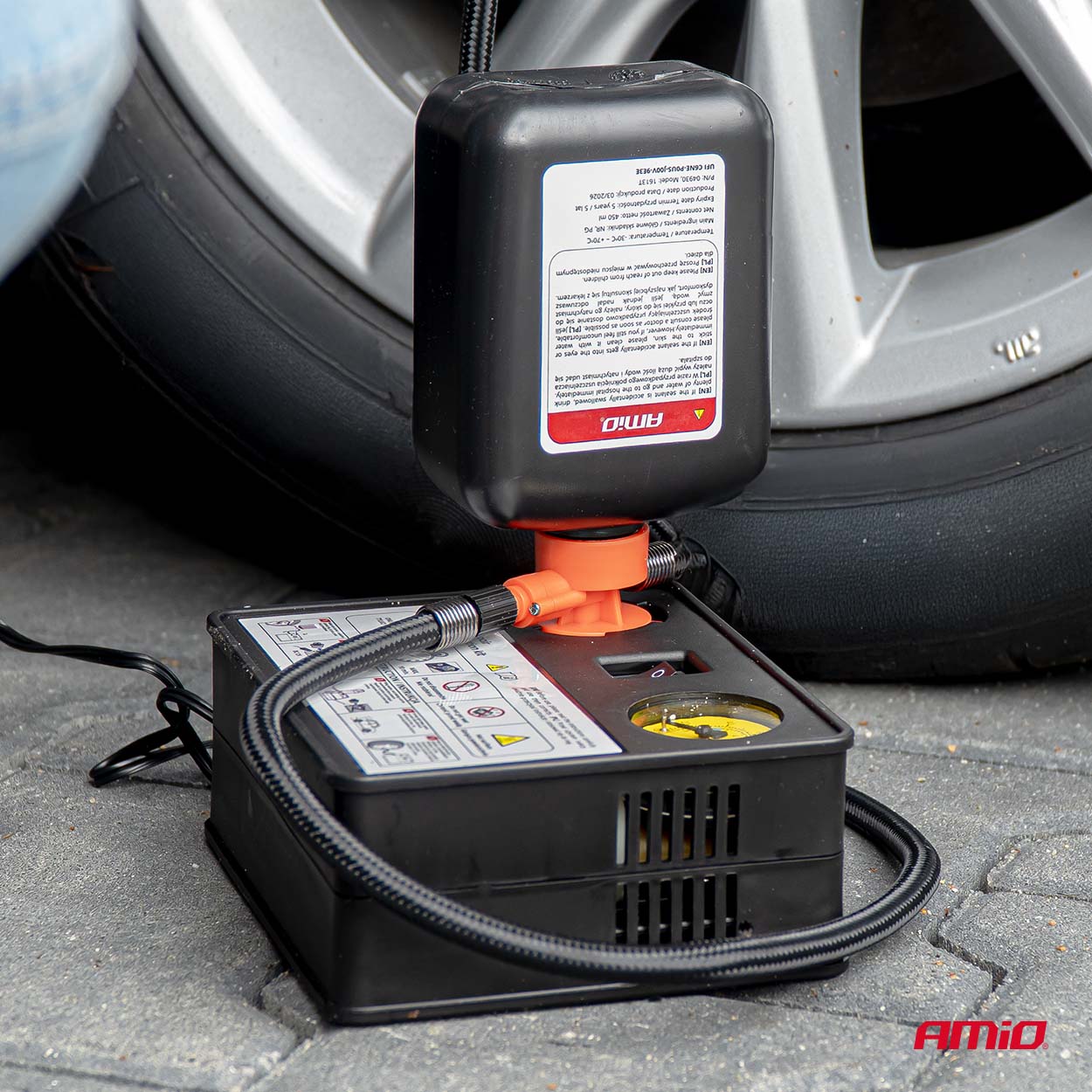 12 V-kompressor för däckreparation och uppumpning