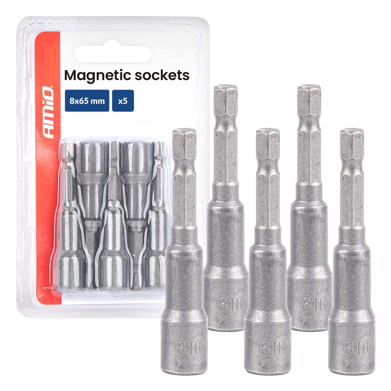 Sats med magnetiska hylsor 8 x 65 mm