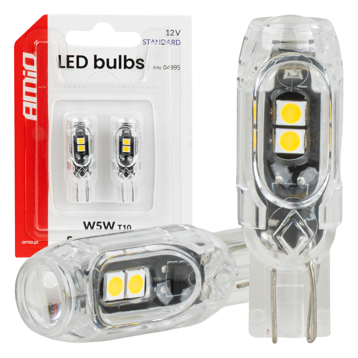 LED-lampa T10 med 5 SMD 2835-LED och vitt ljus