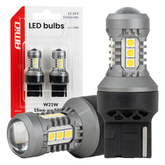 LED-lampa 7440 W21W med 15 SMD 3030-LED och vitt ljus