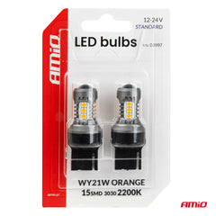 Orange 12/24 V LED-lampa för 7440-sockel