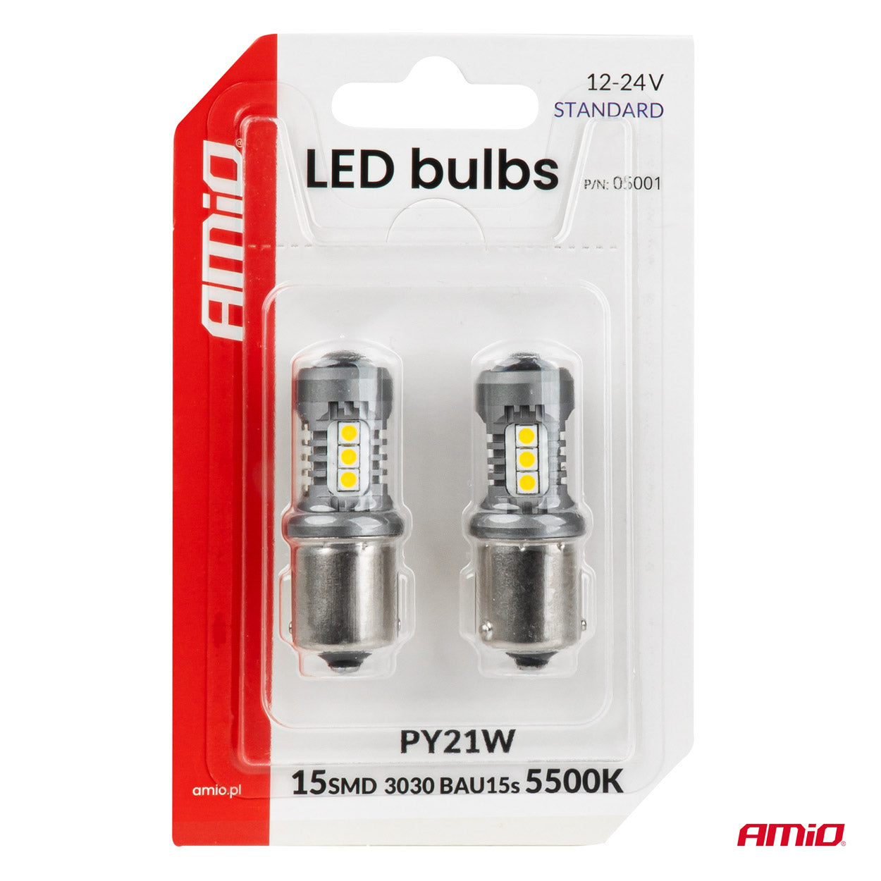 LED-lampa med BAU15S/PY21W-sockel för fordonsbelysning