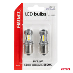 LED-lampa med BAU15S/PY21W-sockel för fordonsbelysning