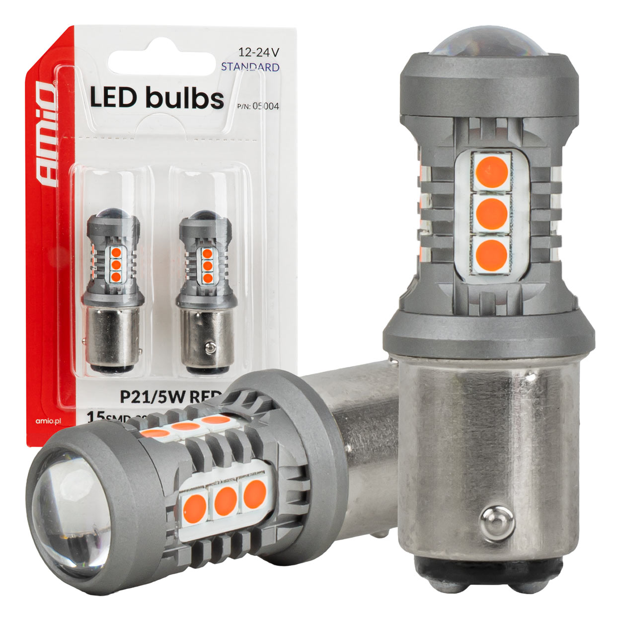 Röd LED-lampa med BAY15D P21/5W-sockel