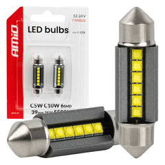 39 mm CANBUS LED-lampa med 6 SMD 2525-LED och vitt ljus