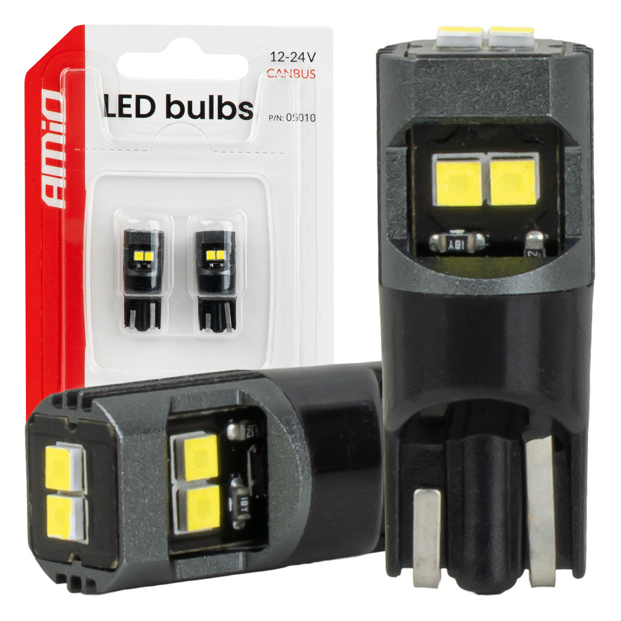T10 LED-lampa med CANBUS, vitt ljus och 12/24 V