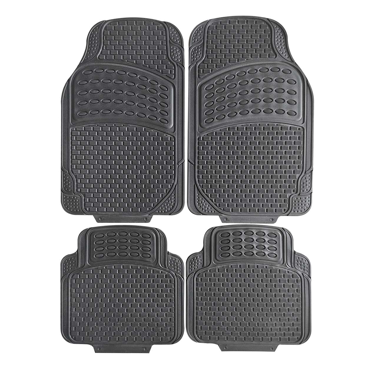 Set med fyra universella svarta bilmattor i PVC