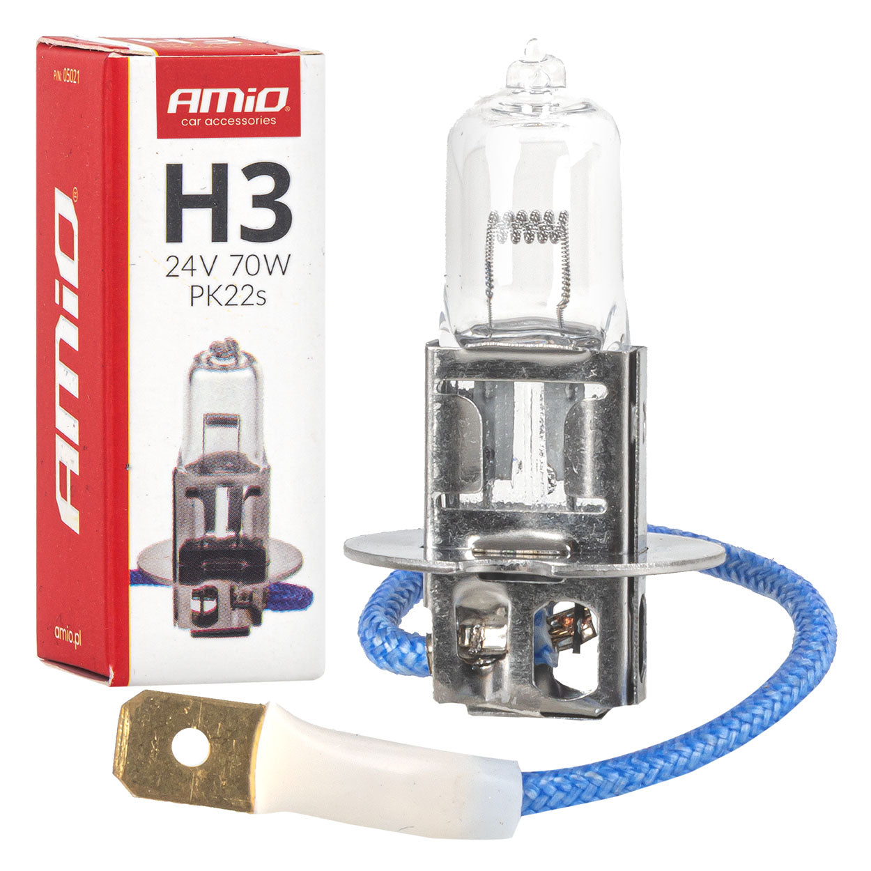H3 halogenlampa 24V 70W med PK22s-sockel