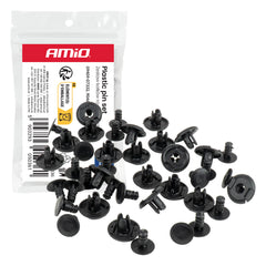 Set med 20 expansionsclips i plast, 10 mm långa och 6,5 mm i diameter