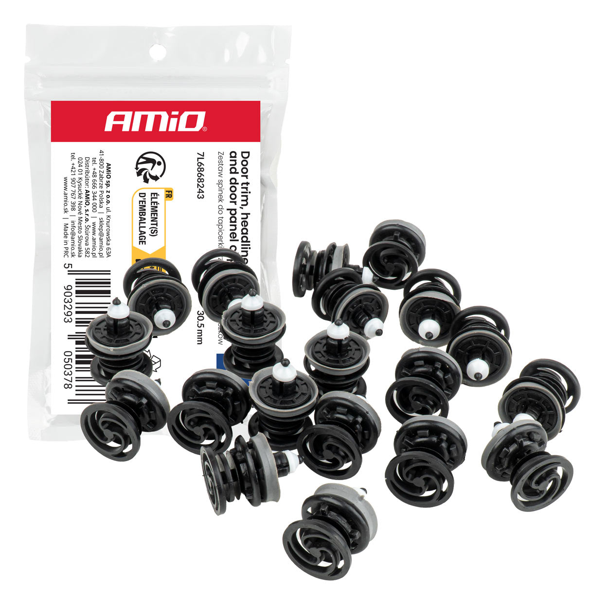 Clipssats för bilklädsel 30,5 mm med 20 plastclips