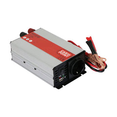 Carpoint växelriktare 12V-230V 600W med batteriklämor 