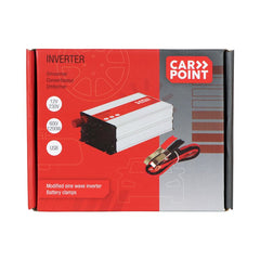 Carpoint växelriktare 12V-230V 600W med batteriklämor 