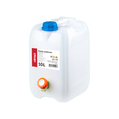 Vit vattendunk på 10 liter i HDPE-plast med kran