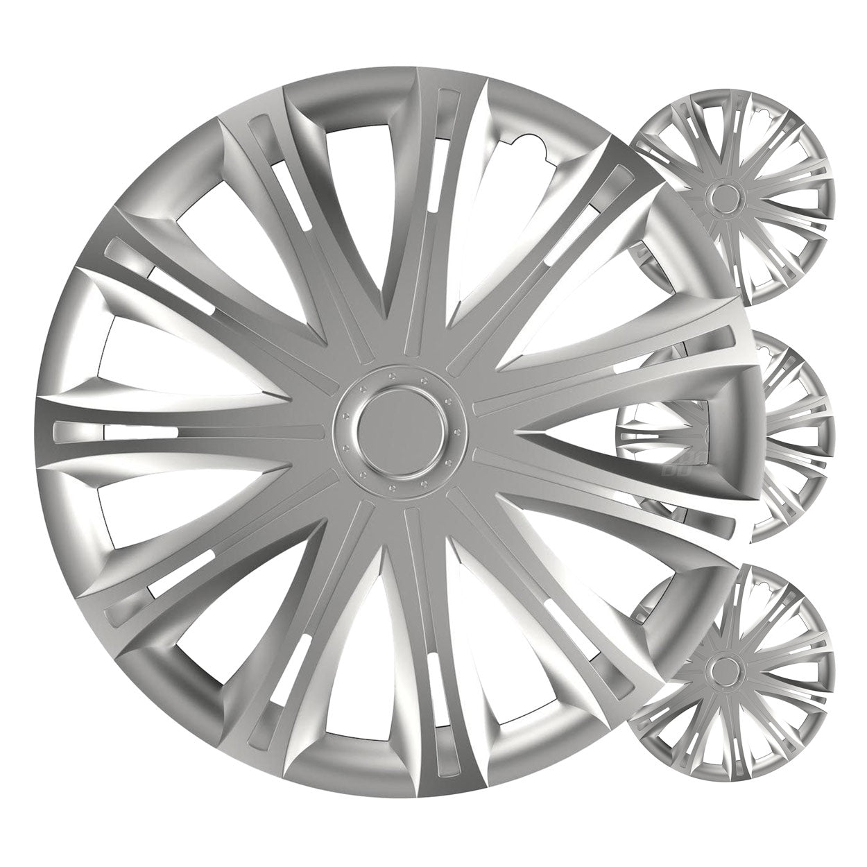 Versaco Spark navkapslar 13 tum i silver och svart, 4-pack